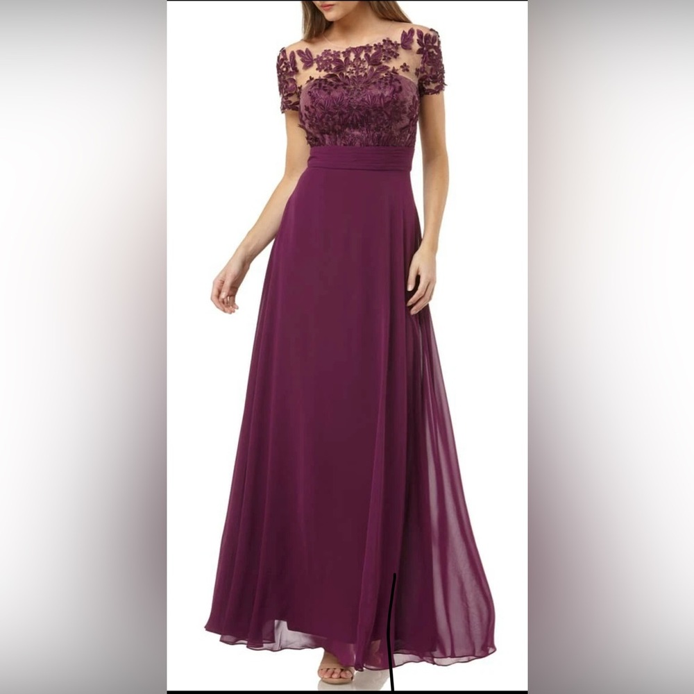 JS Collection Illusion Lace Chiffon Purple Gown
